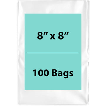 Clear Poly Bags Thickness: 4 Mil Size: 8 inch (width) X 8 inch (Height) Pack of 100 Bags